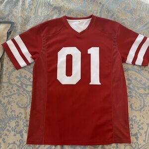 Red Jersey with White Number 01